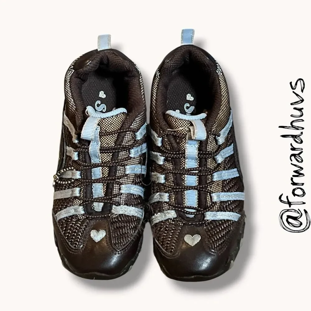 Skechers Sport Leather Mesh Sneakers Brown Blue Girls 11.5 Youth